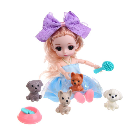 ИГРОЛЕНД Кукла 15 см с акс. и питомцами, PVC, PP, ABS, 45х8х24 см