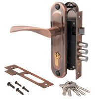 Замок врез 1023/60-АС Apecs (медь) с ручками (3 ригеля)  \16