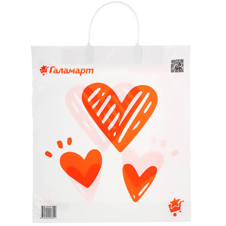 Пакет п/эт 37х34х6 см, с пластиковой ручкой, белый с рисунком