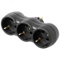Bylectrica разветвитель (тройник) 3роз. 16А (линейный, земля) РВ16-375 черный