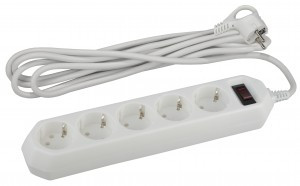 ЭРА сет. удл.-фильтр USF ПВС 3х0.75 5роз. 3м 10А (термозащ/варист, земля, белый, PP) USF-5es-3m-W