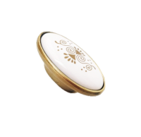 Ручка-кнопка мебельная 110 с керамической вставкой, цвет бронза