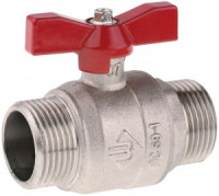 Кран ЗУБР шаровой 1&quot; полнопроходной &quot;папа-папа&quot;, бабочка, никелированная латунь