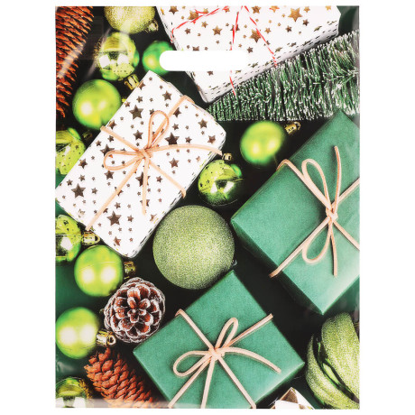 Пакет с вырубной усиленной ручкой 31*40 «Новый год» 5 дизайнов а асс.