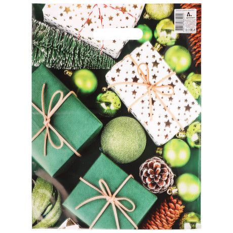 Пакет с вырубной усиленной ручкой 31*40 «Новый год» 5 дизайнов а асс.