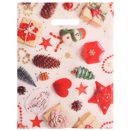 Пакет с вырубной усиленной ручкой 31*40 «Новый год» 5 дизайнов а асс.