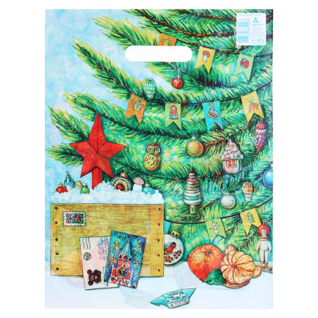 Пакет с вырубной усиленной ручкой 31*40 «Новый год» 5 дизайнов а асс.