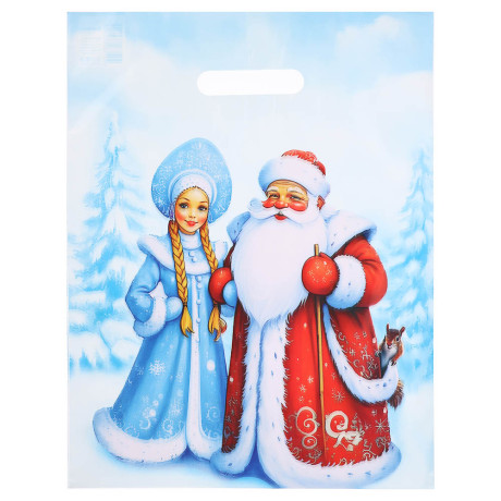 Пакет с вырубной усиленной ручкой 31*40 «Новый год» 5 дизайнов а асс.