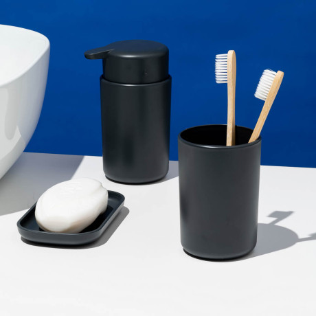 Стакан для зубных щеток Flux, 250мл, черный графит, 7,5х7,5х11см
