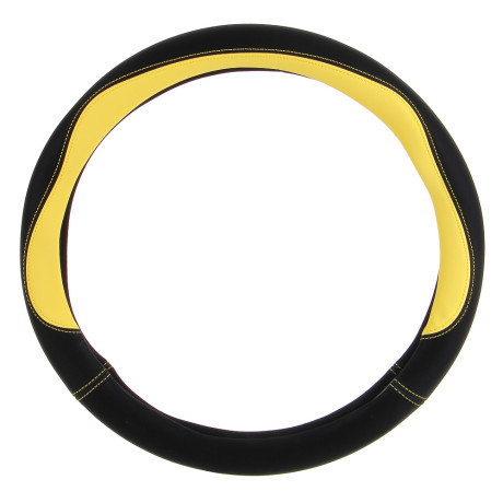 Ермак Оплетка руля, экокожа, со вставками "желтый", черный, размер М