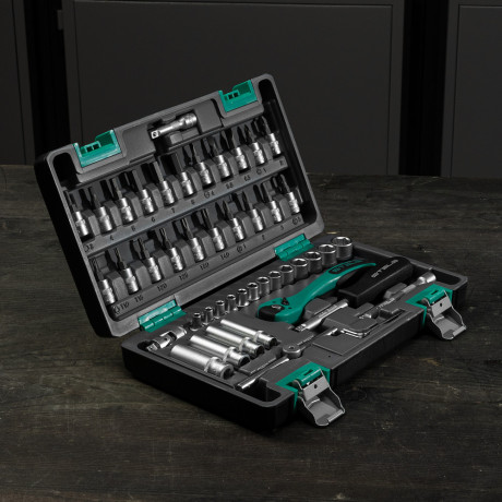 Набор инструментов, 1/4", Cr-V, S2, усиленный кейс, 47 предметов Stels