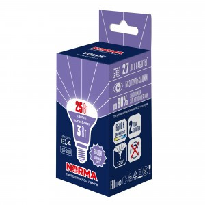 Volpe NORMA рефлектор E14 3W(240lm) 6500K 6K матовая 39x68 LED-R39-3W/6500K/E14/FR/NR