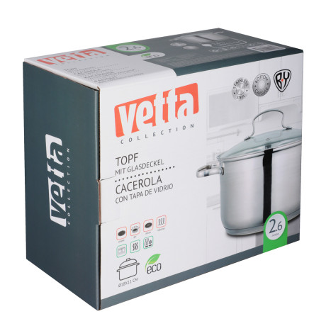 VETTA Берн Кастрюля 18х11см. 2,6л. со стекл. крышкой, индукция