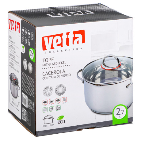 VETTA Бирмингем Кастрюля 18х11,5см, 2,7л, со стекл. крышкой, индукция