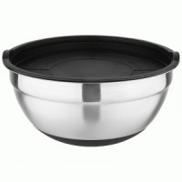Миска AMARENA 5л нерж.сталь, антискольз.силик.дно, крышка пластик 107630 Mallony