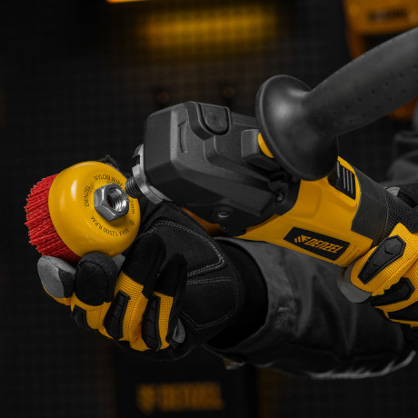 Щетка для УШМ, 75 мм, Чашка, нейлоновая щетина, М14 Denzel