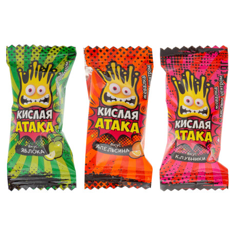 КИСЛАЯ АТАКА Жевательная конфета с кислым центром 4,5гр