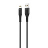 BY Кабель для зарядки Satiny iP, 1,5м, Быстрая зарядка 2.4А, 12W, тканевый, черный