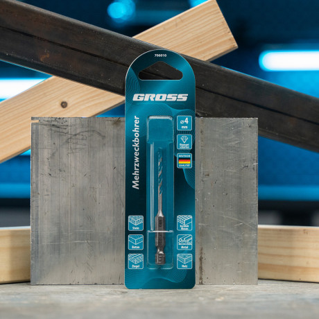 Сверло универсальное, Multipurpose PRO, 6-гр. хвостовик, 4мм Gross