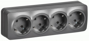 IEK GLORY роз. ОУ 4 мест. 16А (земля) РС24-3-ХСм сталь мат. ERH41-K46M-16
