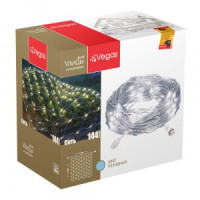 VEGAS Гирлянда-сеть ул. (без блока питания) 24V, 144LED холодный, 1,2*1,5м, IP44, соед., прозр.
