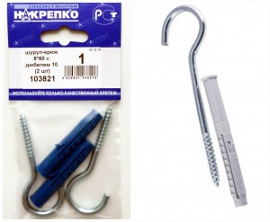 Шуруп-крюк 6*60 с дюбелем 10 (2 шт BL) НАКРЕПКО 103821