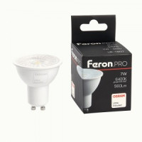 Feron.PRO MR16 GU10 230V 7W(560Lm) 6400K 6K матовый с линзой 110гр. 57x50 OSRAM LED LB-1607 38184