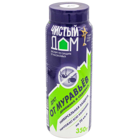 Чистый дом дуст 350г от муравьев 02-641(пластиковая туба) х12