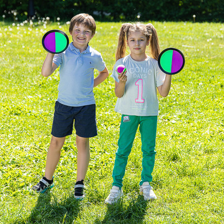 SILAPRO Набор поймай мяч, детский (2 тарелки-липучки, мяч), пластик