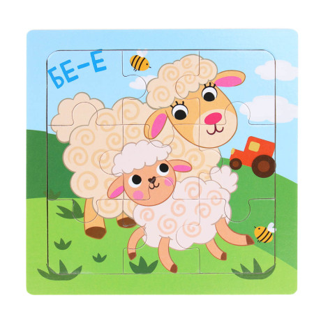 ИГРОЛЕНД Пазл деревянный для малышей, дерево, 15х15см, 6-10 дизайнов