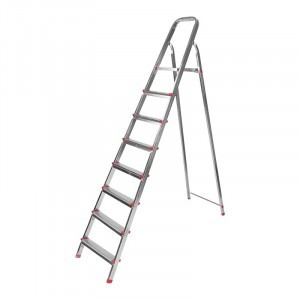 Стремянка 8 ступеней сталь h=167см раб.нагрузка до 150кг усиленный профиль шир.ступ. REXANT 12-5058