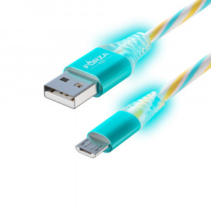 FORZA Кабель для зарядки Конфетти Micro USB, 1м, 1.5А, цветная подсветка, 3 цвета, пакет