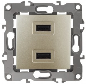 ЭРА 12 мех. устройство заряд., СУ USB 5В-2100мА, шампань, автоклеммы 12-4110-04 5271