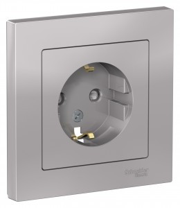 Systeme Electric AtlasDesign роз. СУ 1 мест. алюм. (пл.осн., земля, штор.) ATN000344 (10!)