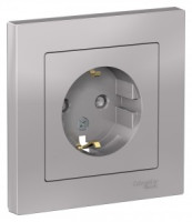 Systeme Electric AtlasDesign роз. СУ 1 мест. алюм. (пл.осн., земля, штор.) ATN000344 (10!)