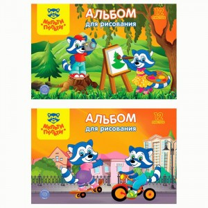 Альбом для рисования 12л., А4, на скрепке Мульти-Пульти "Приключения Енота", с раскраской Арт.240240