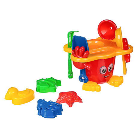 ИГРОЛЕНД Набор для игры в песке "Дружок", 9 предметов, 19х23х21см, 2 дизайна, для детей 3+