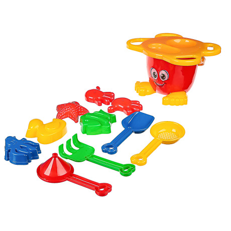 ИГРОЛЕНД Набор для игры в песке "Дружок", 9 предметов, 19х23х21см, 2 дизайна, для детей 3+