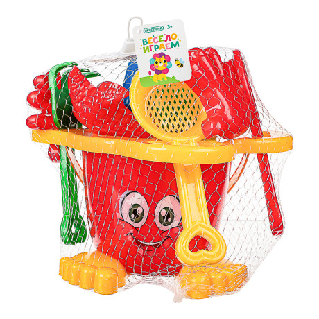 ИГРОЛЕНД Набор для игры в песке "Дружок", 9 предметов, 19х23х21см, 2 дизайна, для детей 3+