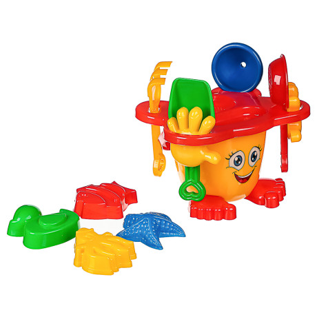 ИГРОЛЕНД Набор для игры в песке "Дружок", 9 предметов, 19х23х21см, 2 дизайна, для детей 3+