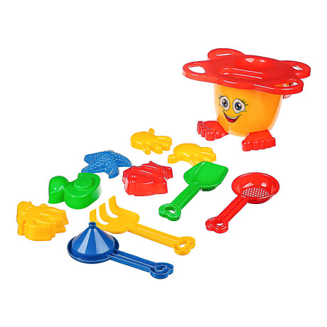 ИГРОЛЕНД Набор для игры в песке "Дружок", 9 предметов, 19х23х21см, 2 дизайна, для детей 3+