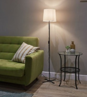 Uniel св-к напольный торшер Е27 60W мех.выкл., мет/ткань, 1500x340 черный/белый UML-T510 BLACK/WHITE