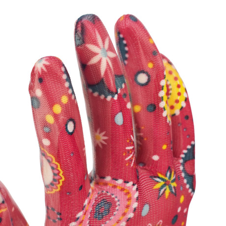 Перчатки садовые из полиэстера с нитрильным обливом, красные, M Palisad