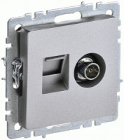 IEK BRITE мех. роз. СУ двойная TV+RJ45 кат.5E РТВ/РК12-БрА алюминий BR-AK20-1-K47