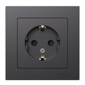 Systeme Electric AtlasDesign роз. СУ 1 мест., земля, шторки, 16А, БАЗАЛЬТ ATN001444 (5!)