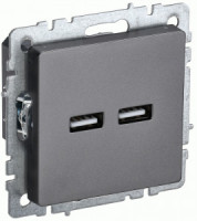IEK BRITE мех. роз. СУ USB A+A 3,1А РЮ10-1-БрС сталь BR-U21-D31-K46