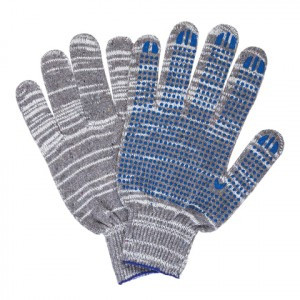 Перчатки хлопчатобумажные, КОМПЛЕКТ 5 ПАР, 10 класс, 50-52 г, 133 текс, ПВХ-точка, ЛАЙМА ЛЮКС 2, СЕР