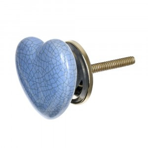 Ручка керамическая для мебели Сердце сер/голубой (в кор 6 шт, цена за шт) BLUMEN HAUS