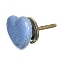 Ручка керамическая для мебели Сердце сер/голубой (в кор 6 шт, цена за шт) BLUMEN HAUS