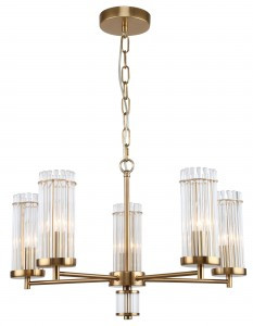 Rivoli люстра 2074-305 Dolly 5хЕ14 40W 560х560х940 латунь, прозрачный 55529